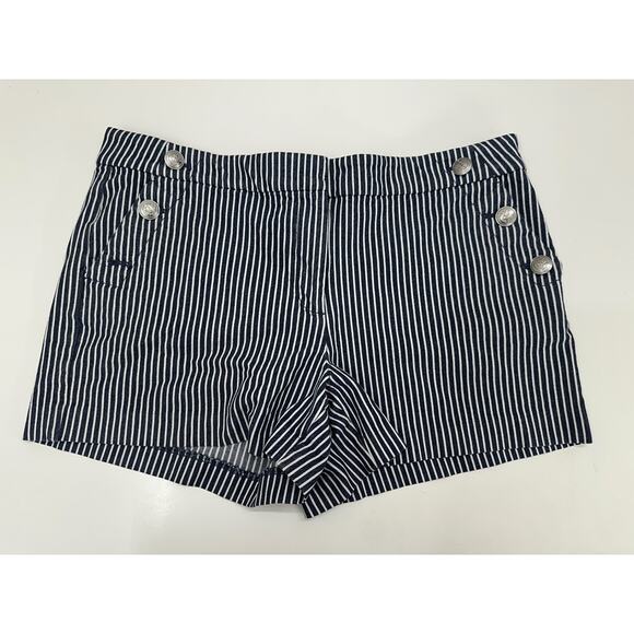 Loft Womens Shorts Size 12 The Riviera Short Blue White Striped Denim JeanShort - Picture 1 of 11
